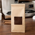 1 lb. Natural Kraft Resealable WINDOW Coffee Bag with Ties