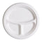 Eco Products EP-P093 9" Round White 3-Compartment Compostable Sugarcane Plate