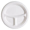 Eco-Products EP-P007 10" Round White 3-Compartment Compostable Sugarcane Plate